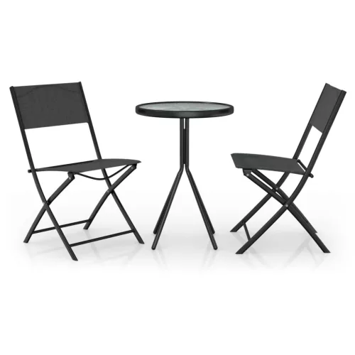  3 részes fekete acél bisztrószett