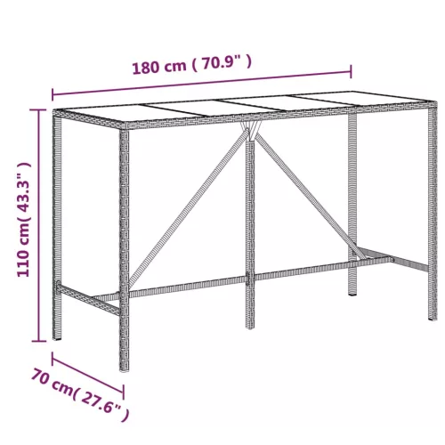  9 részes szürke polyrattan kerti bárszett