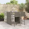  5 részes szürke polyrattan kerti bárszett