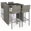  5 részes szürke polyrattan kerti bárszett