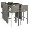  5 részes szürke polyrattan kerti bárszett