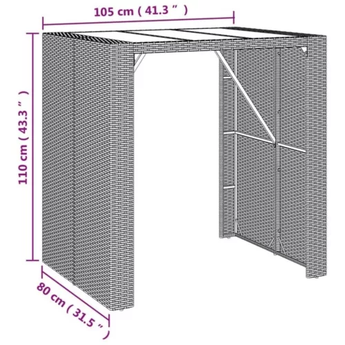  5 részes szürke polyrattan kerti bárszett