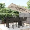  9 részes fekete polyrattan kerti bárszett