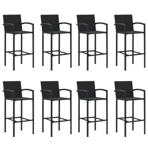  9 részes fekete polyrattan kerti bárszett