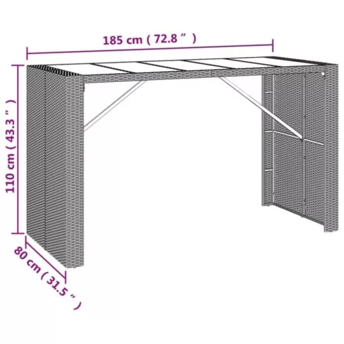  9 részes szürke polyrattan kerti bárszett