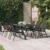  szürke és fekete acél és üveg kerti asztal 180 x 80 x 70 cm