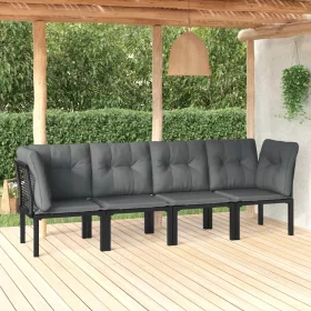    4 részes fekete és szürke polyrattan kerti ülőgarnitúra