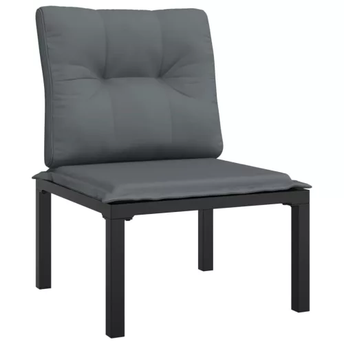  3 részes fekete szürke polyrattan kerti ülőgarnitúra