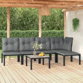    6 részes fekete és szürke polyrattan kerti ülőgarnitúra
