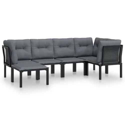  6 részes fekete és szürke polyrattan kerti ülőgarnitúra