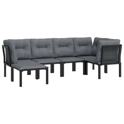  6 részes fekete és szürke polyrattan kerti ülőgarnitúra