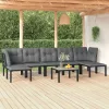  8 részes fekete-szürke polyrattan kerti társalgógarnitúra