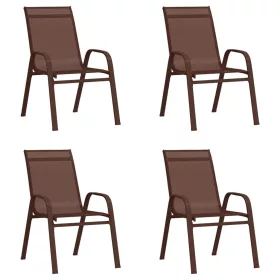  4 db barna textilén rakásolható kerti szék