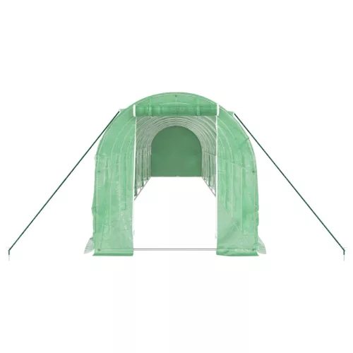  zöld acélvázas melegház 20 m² 10 x 2 x 2 m