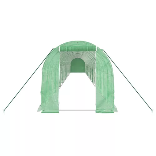  zöld acélvázas melegház 36 m² 18 x 2 x 2 m