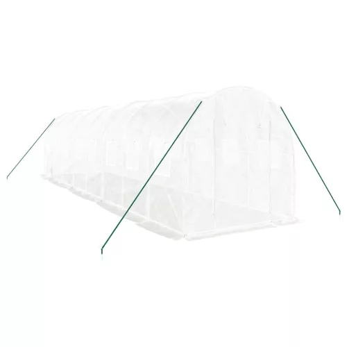  fehér acélvázas melegház 16 m² 8 x 2 x 2 m