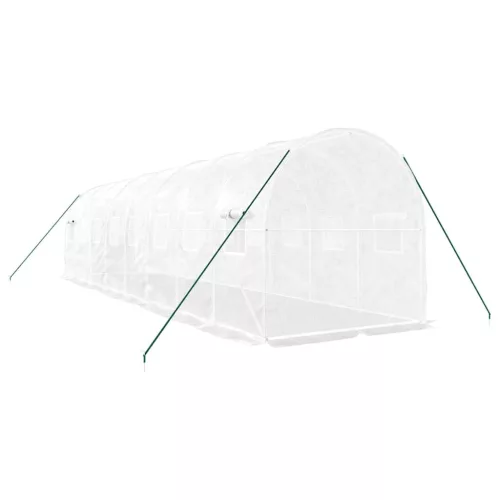  fehér acélvázas melegház 16 m² 8 x 2 x 2 m