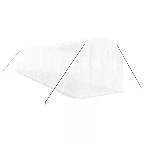  fehér acélvázas melegház 20 m² 10 x 2 x 2 m