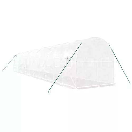  fehér acélvázas melegház 24 m² 12x2x2 m