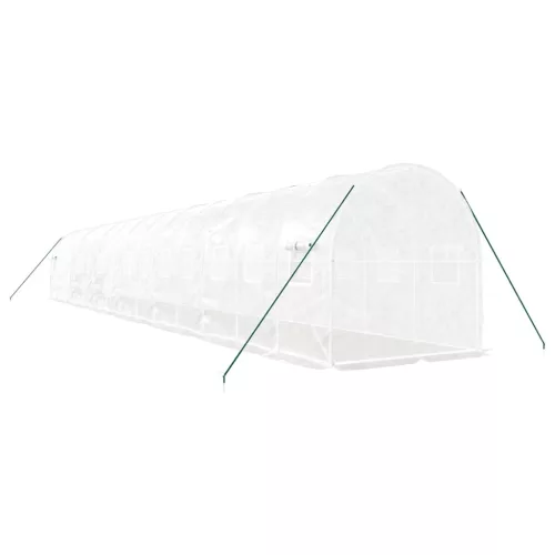  fehér acélvázas melegház 28 m² 14 x 2 x 2 m