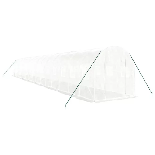  fehér acélvázas melegház 32 m² 16 x 2 x 2 m