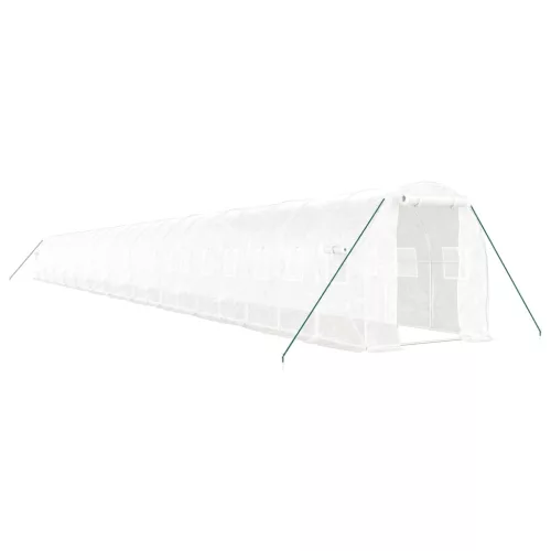  fehér acélvázas melegház 48 m² 24 x 2 x 2 m