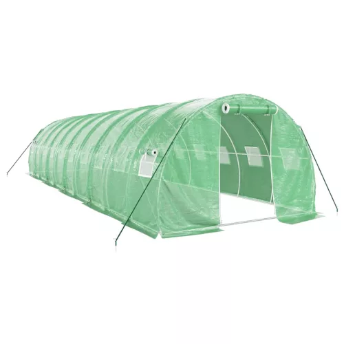  zöld acélvázas melegház 30 m² 10 x 3 x 2 m