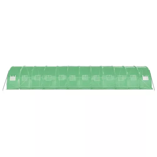  zöld acélvázas melegház 36 m² 12 x 3 x 2 m