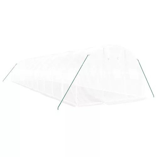  fehér acélvázas melegház 36 m² 12 x 3 x 2 m