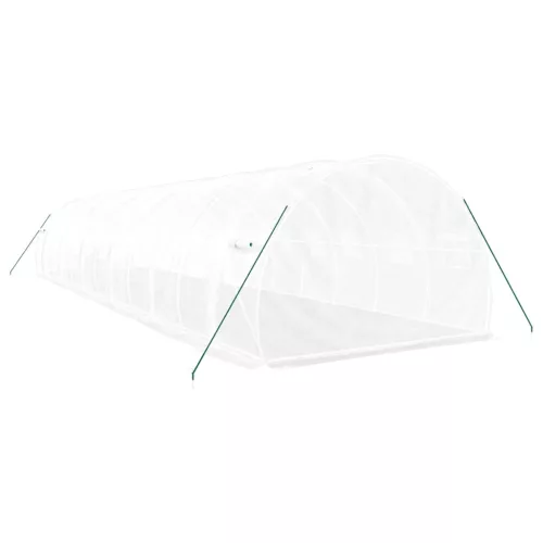  fehér acélvázas melegház 36 m² 12 x 3 x 2 m