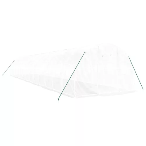  fehér acélvázas melegház 42 m² 14 x 3 x 2 m