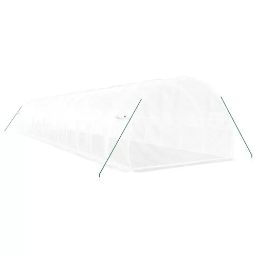  fehér acélvázas melegház 42 m² 14 x 3 x 2 m