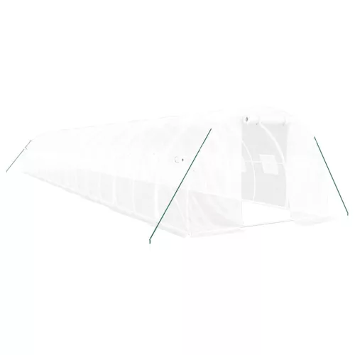  fehér acélvázas melegház 48 m² 16 x 3 x 2 m