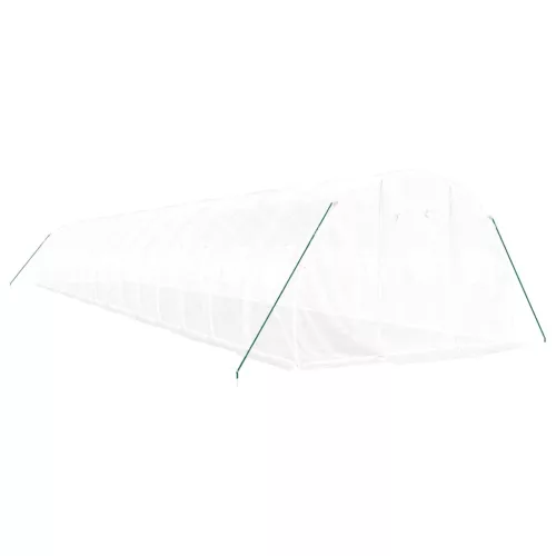  fehér acélvázas melegház 48 m² 16 x 3 x 2 m