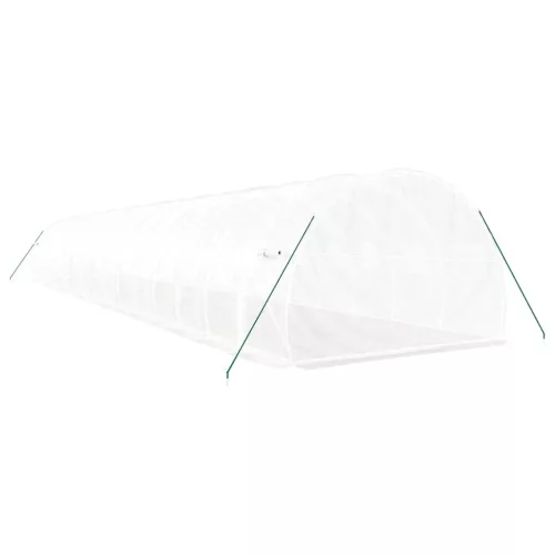  fehér acélvázas melegház 48 m² 16 x 3 x 2 m