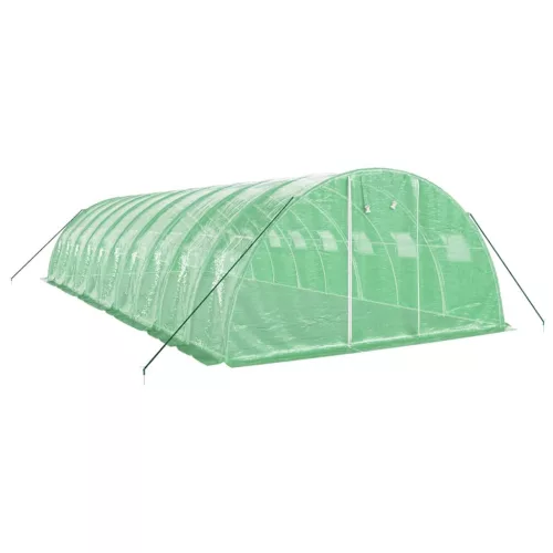  zöld acélvázas melegház 40 m² 10 x 4 x 2 m