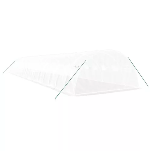  fehér acélvázas melegház 64 m² 16 x 4 x 2 m