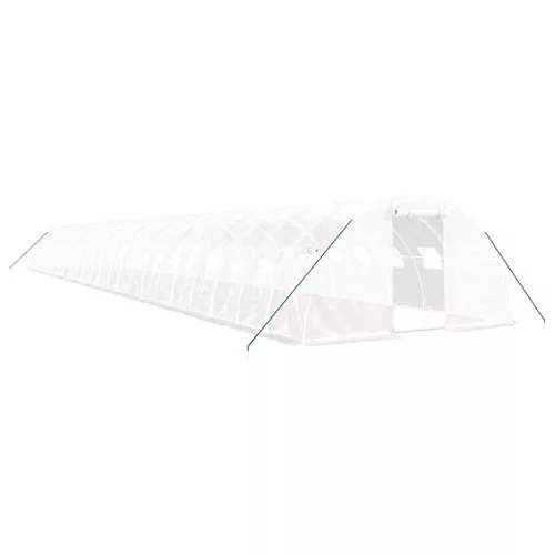  fehér acélvázas melegház 96 m² 24 x 4 x 2 m