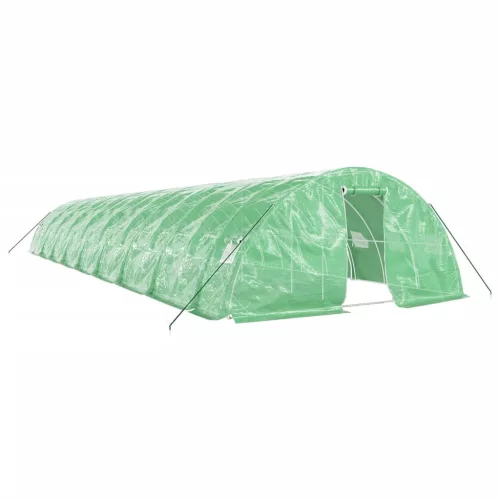  zöld acélvázas melegház 90 m² 18 x 5 x 2,3 m