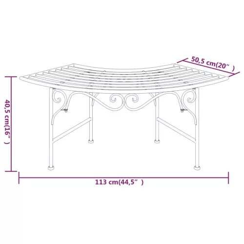  fekete acél fa körüli pad 113 cm