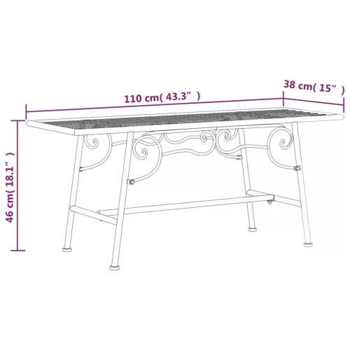  fekete acél fa körüli pad 110 cm