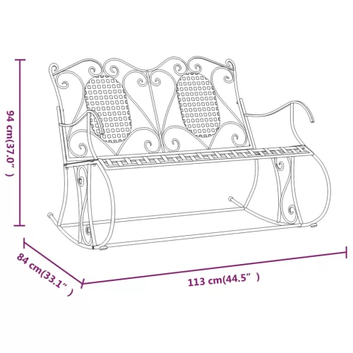  kétszemélyes fekete acél hintapad 113 cm