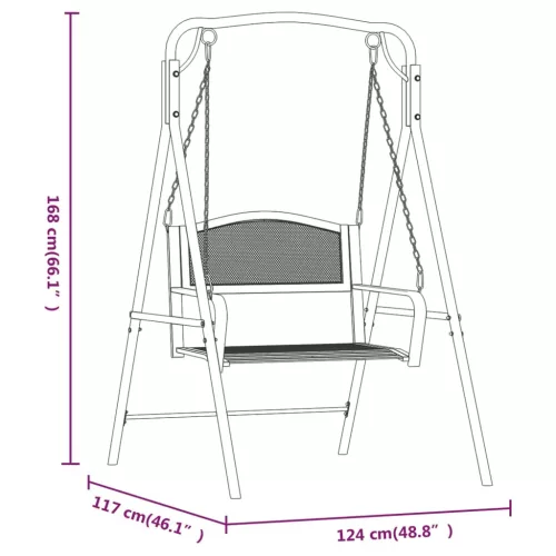  fekete acél hintapad 124 cm