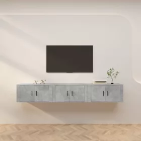  3 db betonszürke fali TV-szekrény 80 x 34,5 x 40 cm