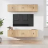  6 részes sonoma tölgy színű szerelt fa TV-szekrényszett
