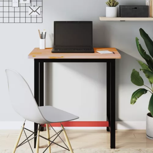  tömör bükkfa és fém munkaasztallap 80x55x81,5 cm