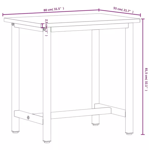  tömör bükkfa és fém munkaasztallap 80x55x81,5 cm