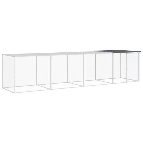  antracitszürke horganyzott acél tyúkketrec tetővel 403x98x90 cm