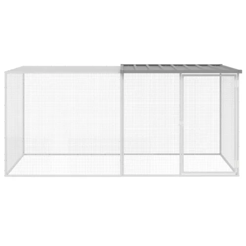  világosszürke horganyzott acél tyúkketrec tetővel 203x98x90 cm
