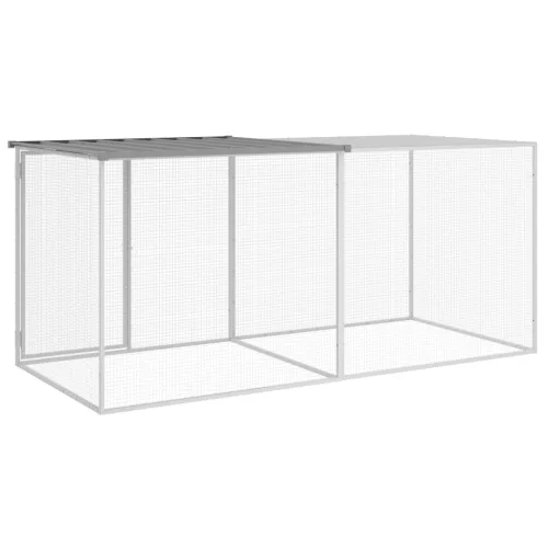  világosszürke horganyzott acél tyúkketrec tetővel 203x98x90 cm